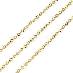 304 Stainless Steel Cable Chains, Soldered, with Spool, Real 18K Gold Plated, 2x1.5x0.3mm, 10m/roll(CHS-C009-19B-G)