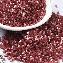 Glass Bugle Beads, Imitation Cat Eye, Cylinder, Dark Red, 2x1.5mm, Hole: 1.2mm, about 125000pcs/pound(SEED-B001-03A-12)