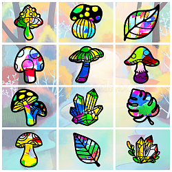 Suncatcher Craft Set, for Kids Window Paint Art Painting, Mushroom Pattern, 19.9~21x7.6~21cm, about 12pcs/set(DIY-WH0342-023)