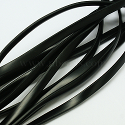 Synthetic Rubber Beading Cord, Flat, Solid, Black, 6x2mm, about 1.09 yards(1m)/strand(RCOR-A013-01B)