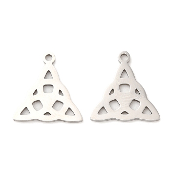 316L Surgical Stainless Steel Pendants, Laser Cut, Trinity Knot Charms, Stainless Steel Color, 15x14x1mm, Hole: 1.4mm