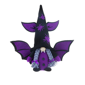 Gnome with Bat Wing Cloth Display Decorations, for Halloween Ornaments, Spider Pattern, Dark Orchid, 80x320x300mm