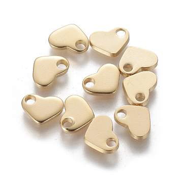 201 Stainless Steel Charms, Stamping Blank Tag, Heart, Golden, 9.5x8x1.5mm, Hole: 1.8mm