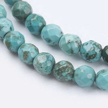 Natural Magnesite Beads Strands, Dyed & Heated, Faceted Round, 3mm, Hole: 0.5mm, about 118pcs/strand, 15.3 inch(39cm)