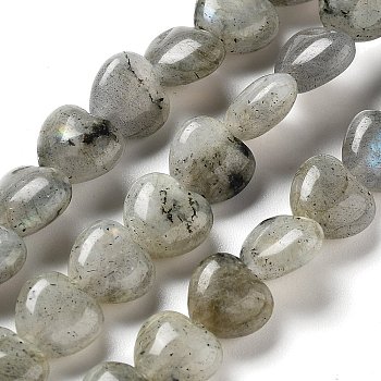 Natural Labradorite Beads Strands, Heart, 10x10x4.5~5mm, Hole: 0.7mm, about 20pcs/strand, 7.28''~7.48''(18.5~19cm)