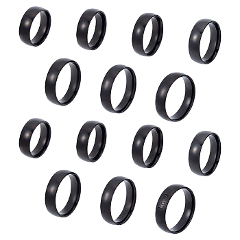 21Pcs 7 Size 304 Stainless Steel Plain Band Rings Set, Electrophoresis Black, Inner Diameter: 16.3~21.3mm, 3Pcs/size