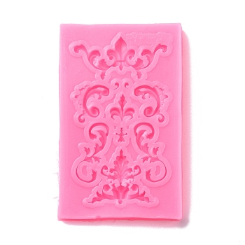 Retro Embossed Corner Fondant Molds, Cake Border Decoration Food Grade Silicone Molds, for Chocolate, Candy, UV Resin & Epoxy Resin Craft Making, Hot Pink, 93x58x7.5mm, Inner Diameter: 11.5~27x12.5~45mm
