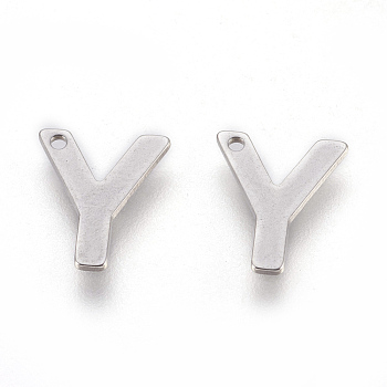 304 Stainless Steel Charms, Letter, Letter.Y, 11x9x0.6mm, Hole: 1mm