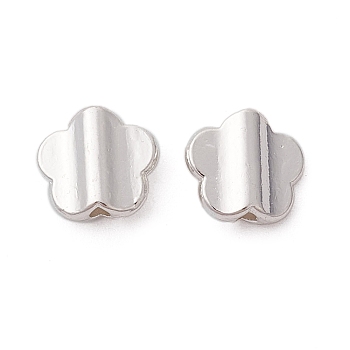 Alloy Beads, Long-Lasting Plated, Flower 5 Petals, Silver, 7x7.5x2.5mm, Hole: 1mm