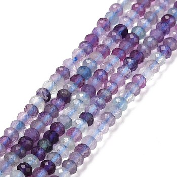 Natural Fluorite Beads Strands, Faceted, Rondelle, 3x2mm, Hole: 0.5mm, about 175pcs/strand, 15.16 inch(38.5cm)