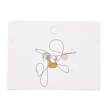 Rectangle Cardboard Jewelry Display Cards, for Hanging Earring & Necklace & Bracelet Display, Women Pattern, 6x8x0.04cm