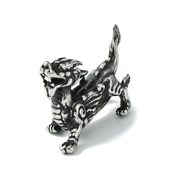 Retro 304 Stainless Steel Figurines, for Home Office Desktop Decoration, Antique Silver, Dragon, 17x47x29mm