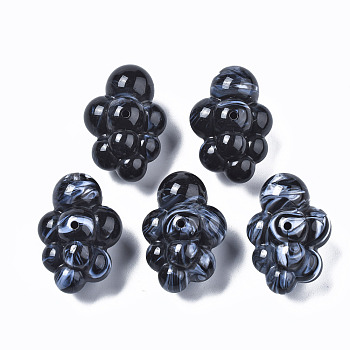 Acrylic Beads, Imitation Gemstone Style, Black, 33x23x17mm, Hole: 2mm, about 1pcs/10g