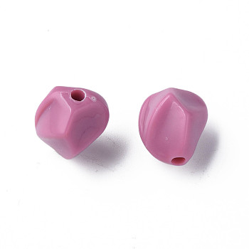 Opaque Acrylic Beads, Nuggets, Flamingo, 16.5x15x13.5mm, Hole: 2.5mm, about 340pcs/500g
