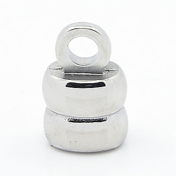 304 Stainless Steel Cord Ends, Rectangle, Stainless Steel Color, 13x9x6mm, Hole: 3mm