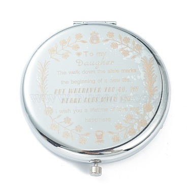 (Defective Closeout Sale: Alphabet Misprint) Stainless Steel Base Portable Makeup Compact Mirrors(STAS-XCP0001-36)-2