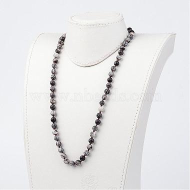 Natural Black Silk Stone/Netstone Necklaces(NJEW-D264-09)-3