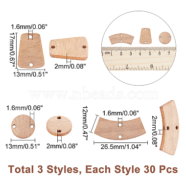 90Pcs 3 Style Unfinished Wood Connector Charms(DIY-CA0004-66)-2