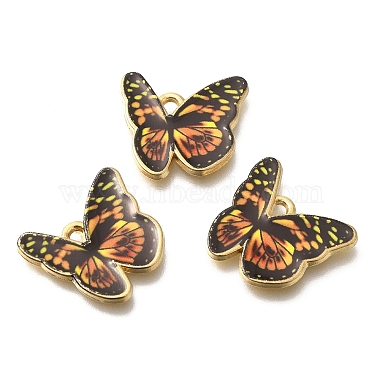 Golden Dark Goldenrod Butterfly Alloy+Enamel Pendants