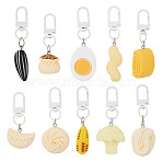 10Pcs 10 Styles Opaque Resin Imitation Food Pendants, with Alloy Clasps, Mixed Shapes, 55~74mm, 1pc/style(AJEW-TADJ0001-25)