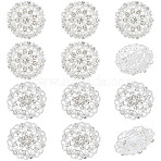 10Pcs 2 Style Crystal Rhinestone Flower Brooch Pin, Alloy Badge for Clothes Suits Jacket, Silver, 30.5x8.5~32.5x8.5mm, Pin: 0.5mm, 5Pcs/style(JEWB-GF0001-30)