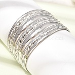 37.5MM 304 Stainless Steel Textured Multi-Strand Wide Cuff Bangles for Women, Tarnish Free, Stainless Steel Color, Inner Diameter: 2.19 inch(5.55cm)(SA-CBAB767-28P)