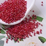 MIYUKI Delica Beads, Cylinder, Japanese Seed Beads, 11/0, (DB0162) Opaque Red AB, 1.3x1.6mm, Hole: 0.8mm, about 2000pcs/bottle, 10g/bottle(SEED-JP0008-DB0162)