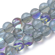 Synthetic Moonstone Beads Strands, Holographic Beads, Dyed, Round, Slate Gray, 10mm, Hole: 1.2mm 40pcs/strand, 15.7 inch(G-S283-03-10mm)