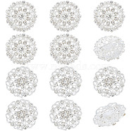 10Pcs 2 Style Crystal Rhinestone Flower Brooch Pin, Alloy Badge for Clothes Suits Jacket, Silver, 30.5x8.5~32.5x8.5mm, Pin: 0.5mm, 5Pcs/style(JEWB-GF0001-30)