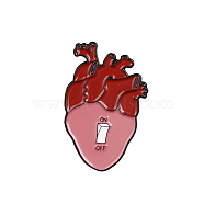 Creative Zinc Alloy Brooches, Enamel Lapel Pin, with Iron Butterfly Clutches or Rubber Clutches, Electrophoresis Black Color, Anatomical Heart Shape with On-off, Colorful, 30x20mm, Pin: 1mm(JEWB-Q031-006)