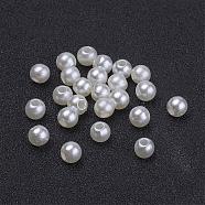 Imitated Pearl Acrylic Beads, Round, Creamy White, 4mm, Hole: 1mm, about 17000pcs/500g(PACR-4D-12)