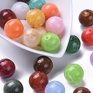 Acrylic Beads, Imitation Gemstone Style, Round, Mixed Color, 20mm in diameter, hole: 3mm(X-PGB282Y)