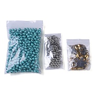 DIY Stainless Steel Findings & Steel Wires & Brass Beads & Acrylic Beads Kits, Dark Turquoise, 8~35x6~26.5x1~5.5mm, Hole: 1.2~2.6mm(DIY-XCP0003-25)