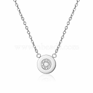 Stainless Steel Diamond Pendant Necklace for Women's Daily Wear(CF4434-2)