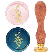 Brass Wax Seal Stamp with Rosewood Handle, for DIY Scrapbooking, Leaf Pattern, 25mm(AJEW-WH0412-0015)