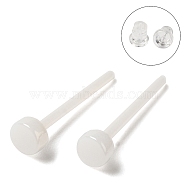 Hypoallergenic Bioceramics Zirconia Ceramic Stud Earrings, No Fading and Nickel Free, Flat Round, White, 3mm(EJEW-F340-05A-01)