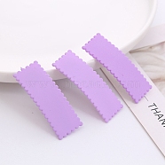Frosted Plastic Snap Hair Clips, with Metal Clip, for Women and Girls, Waved Rectangle, Plum, 55x20mm(OHAR-PW0001-457F)