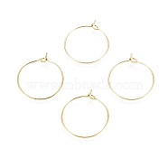 Ion Plating(IP) 316L Surgical Stainless Steel Hoop Earring Findings, Wine Glass Charms Findings, Golden, 30x0.7mm, 21 Gauge(X-STAS-D164-05G)