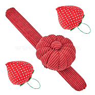 1Pc Cotton Corduroy Pumpkin Needle Holder Pillow, and 2Pcs Strawberry Shape Sewing Pin Cushion, Mixed Color, 47.5~220x47.5~70x50mm(DIY-HY0001-58)