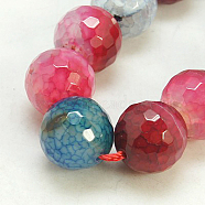 Natural Agate Beads Strands, Dyed, Faceted, Round, Colorful, 4mm, Hole: 1mm, about 95pcs/strand, 14.5 inch(G-G205-4mm-3)