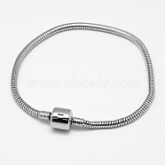 Tarnish Resistant 304 Stainless Steel European Style Bracelets for Jewelry Making, Stainless Steel Color, 180x3mm(X-PPJ-F002-03B)