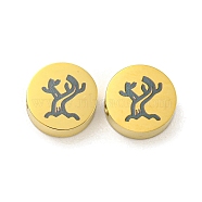 Halloween Theme 304 Stainless Steel Beads, Real 18K Gold Plated, Flat Round, Branch, 8x3mm, Hole: 2mm(STAS-M069-01O-G)