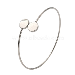 304 Stainless Steel Cuff Blank Bangle Bases with Round Tray, Solid, Stainless Steel Color, Tray: 10mm, Inner Diameter: 2-3/8 inch(6cm)(STAS-Z088-03D-P)