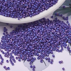 MIYUKI Delica Beads Small, Cylinder, Japanese Seed Beads, 15/0, (DBS0880) Matte Opaque Cobalt AB, 1.1x1.3mm, Hole: 0.7mm, about 3500pcs/10g(X-SEED-J020-DBS0880)