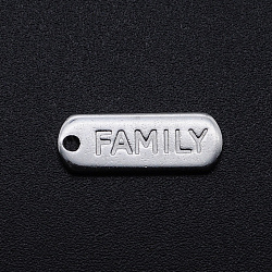 Non-Tarnish 201 Stainless Steel Pendants, Oval with Word FAMILY, Stainless Steel Color, 16x6x1mm, Hole: 1.2mm(STAS-S105-T792)