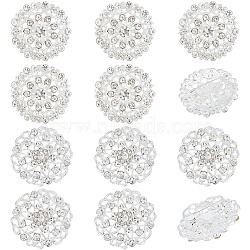 10Pcs 2 Style Crystal Rhinestone Flower Brooch Pin, Alloy Badge for Clothes Suits Jacket, Silver, 30.5x8.5~32.5x8.5mm, Pin: 0.5mm, 5Pcs/style(JEWB-GF0001-30)