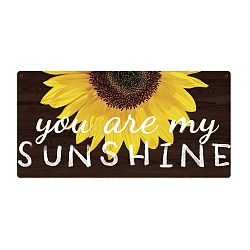 Natural Wood Hanging Wall Decorations, with Jute Twine, Rectangle with Word You Are My Sunshine, Colorful, Sunflower Pattern, 150x300x5mm(HJEW-WH0015-014)