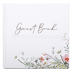 Paper Wedding Guestbooks Notepad, for Wedding Decoration, Rectangle with Flower, White, 215x213x15.5mm(AJEW-WH0348-156)