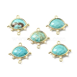 Synthetic Turquoise Connector Charms, Crystal Rhinestone Eye Links, Faceted, with Light Gold Plated Edge Brass Loops, 21x20x5mm, Hole: 1.2mm and 1.6mm(CE-L022-B05)
