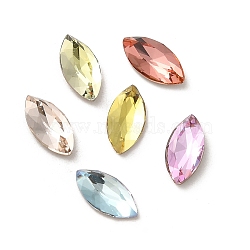 Glass Rhinestone Cabochons, Point Back & Back Plated, Faceted, Horse Eye, Mixed Color, 8x4x2.5mm(RGLA-P037-09A-D)